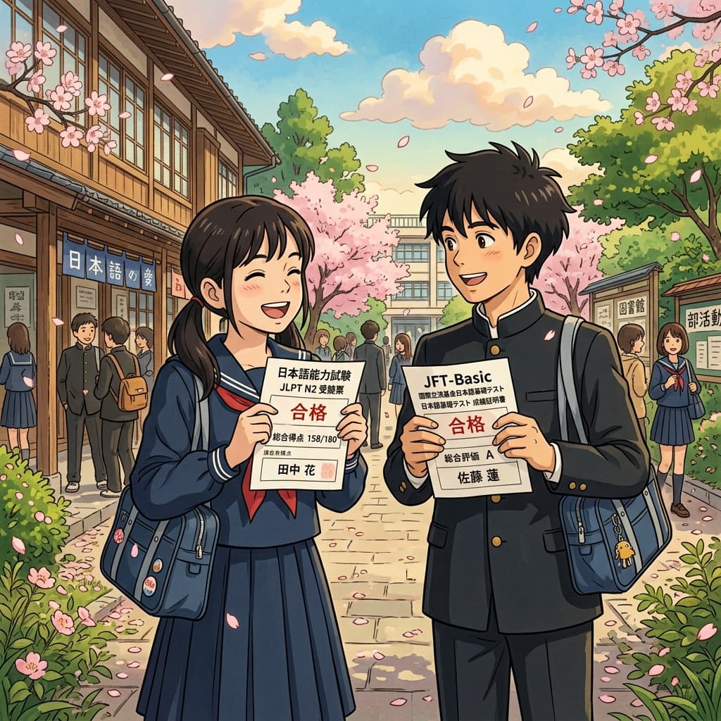 JLPT vs JFT-Basic Anime Illustration